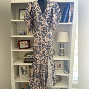 Lanthropy Elegant Blue Floral Women's Dress